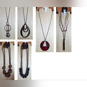 Paparazzi Black, Gunmetal, Hematite, Oil Spill Necklace Set, LOT of 6